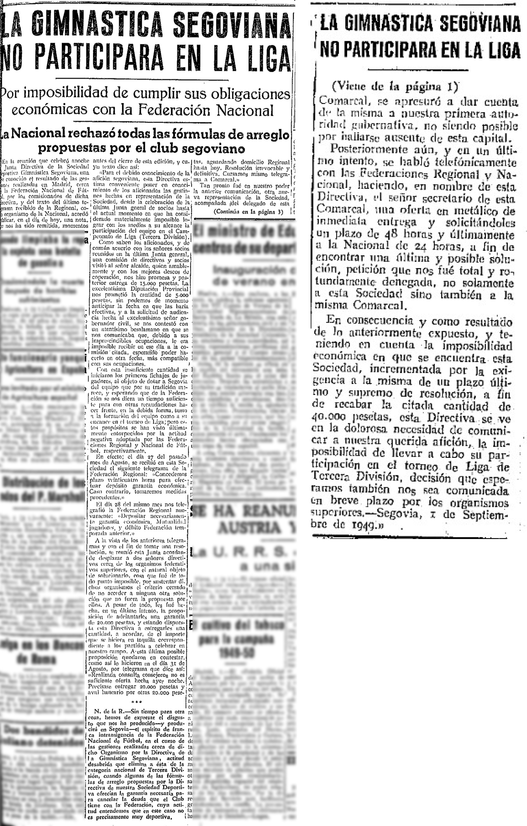 El Adelantado de Segovia - 01/09/1949 El Adelantado de Segovia - 01/09/1949